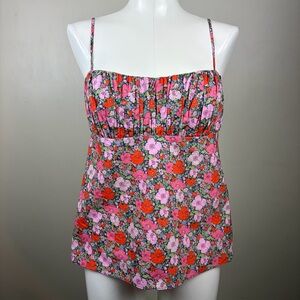 J. Crew Pink and Red Floral Liberty Retro 90s Preppy Camisole